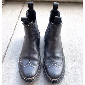 Black Leather Studded Chelsea Boot